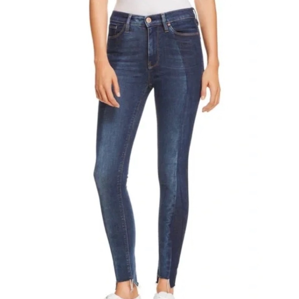 HUDSON Barbara Super Skinny Jeans BLUE COLORBLOCK STRIPES "Lost Wash" Stretch 27
